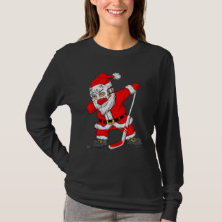 クリスマス サンタ ダビング ホッケー プレーヤー 男の子 キッズ ダ Tシャツ