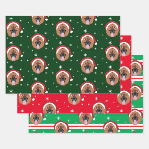 クリスマス·サンタ·ドイツの羊飼い犬の雪片 ラッピングペーパーシート