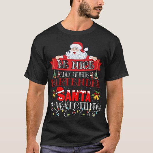 クリスマス サンタ バーテンダー ギフト Tシャツ (正面)