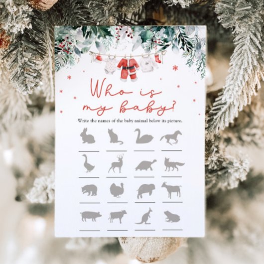 クリスマス サンタ ベイビーシャワー 私の赤ちゃんは誰 ゲーム 招待状