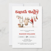 クリスマス サンタ ベイビー シャワーの招待状 招待状 (正面)