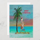 クリスマス サンタ ペリカン フラット ホリデー カード アート (正面/裏面)
