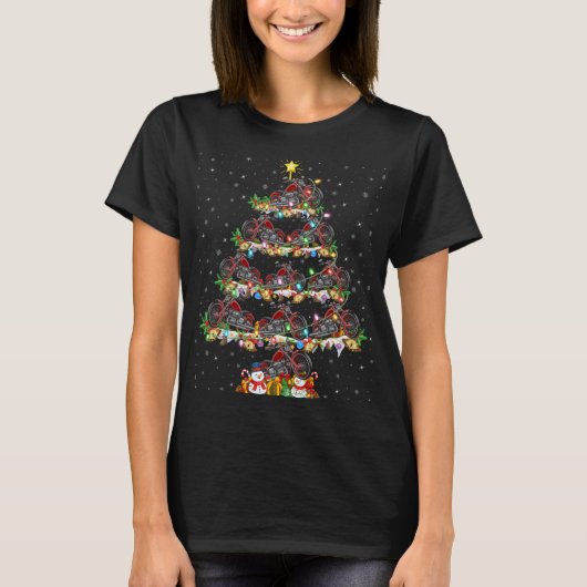 クリスマス サンタ モーターサイクル ライト Tシャツ (正面)