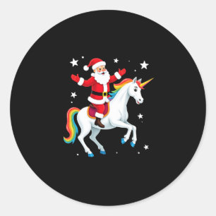 クリスマス サンタ ユニコーン 乗る Xmas 女子 レディース ラ ラウンドシール
