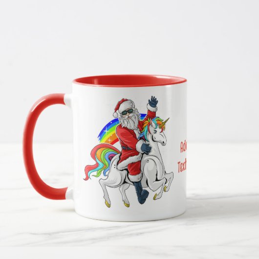 クリスマス サンタ ユニコーン 乗馬 Xmas レインボー マグカップ (左)