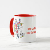 クリスマス サンタ ユニコーン 乗馬 Xmas レインボー マグカップ (正面左)