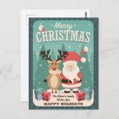 クリスマス・サンタ・ルドルフ・ヴィンテージ・ホリデー ポストカード (正面/裏面)
