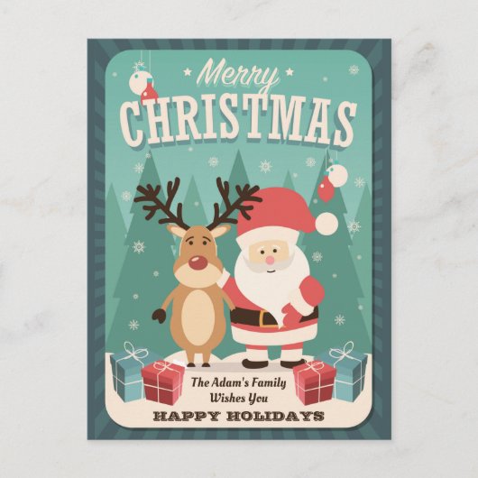 クリスマス・サンタ・ルドルフ・ヴィンテージ・ホリデー ポストカード (正面)