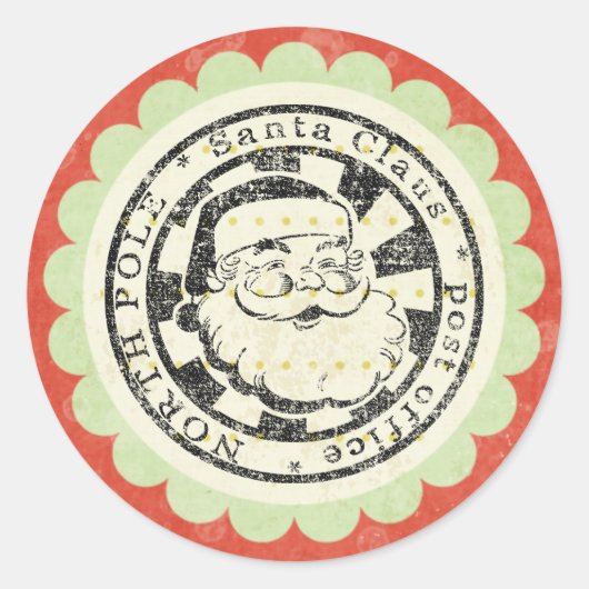 クリスマス・サンタ・レトロのシール ラウンドシール (正面)