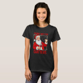 クリスマス サンタ ワイン好き コルク栓は Tシャツ (正面フル)