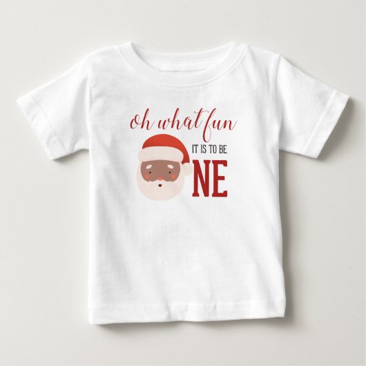 クリスマス サンタ 初めての誕生日 ベビーTシャツ (正面)