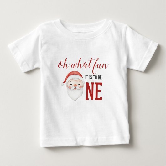 クリスマス サンタ 初めての誕生日 ベビーTシャツ (正面)