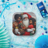 クリスマス・サンタ（子供付き） 7 ペーパープレート (パーティー)