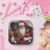 クリスマス・サンタ（子供付き） 7 ペーパープレート (パーティー)