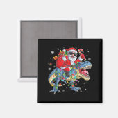 クリスマス サンタ 恐竜 乗る 面白い クリスマスイルミネーション マグネット (正面/裏面)