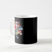 クリスマス サンタ 恐竜 乗る 面白い クリスマス ライト コーヒーマグカップ (正面左)