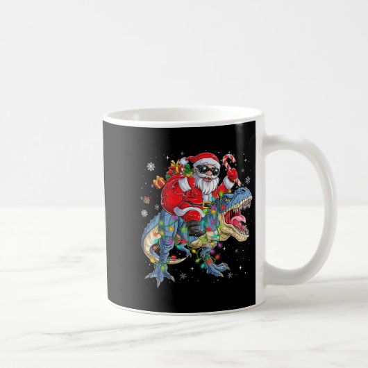 クリスマス サンタ 恐竜 乗る 面白い クリスマス ライト コーヒーマグカップ (右)