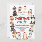 クリスマス サンタ 犬好きテーマ 誕生日パーティー 招待状 (正面)