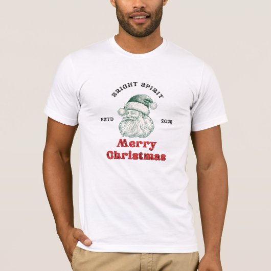 クリスマス サンタ 猫 女性用Tシャツ – かわいい祭典 Tシャツ (正面)