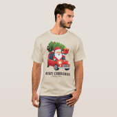 クリスマス サンタ 車 ホリデー マジック デザイン Tシャツ (正面フル)