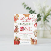 クリスマス サンタ  鹿 なんて楽しい1歳の誕生日 ポストカード (スタンド正面)