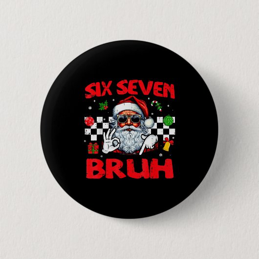 クリスマス サンタ 6 7 Bruh 67 メモ 6 7 メンズ ボー 缶バッジ (正面)