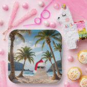 クリスマス・サンドマン・オン・ア・ビーチ ペーパープレート (パーティー)