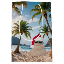 クリスマス・サンドマン・オン・ア・ビーチ ミディアムペーパーバッグ