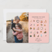 クリスマス・サーモン・ピンクの写真に日を数えるシックな人 シーズンカード (正面)