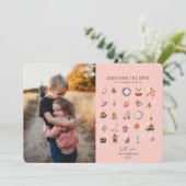 クリスマス・サーモン・ピンクの写真に日を数えるシックな人 シーズンカード (スタンド正面)