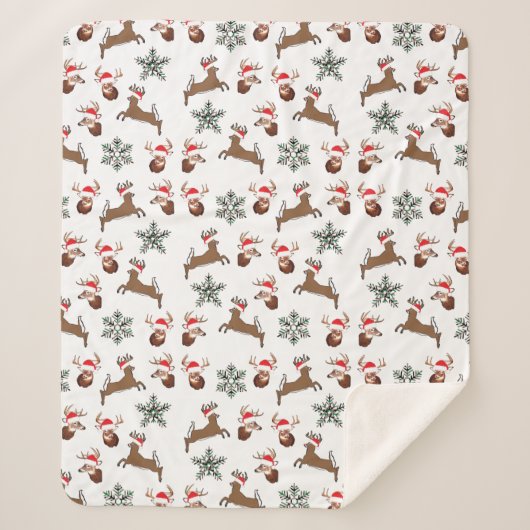 クリスマス，シェルパ毛布，休日，トナカイ シェルパブランケット (正面)