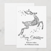 クリスマス シカ ミニマリスト ブラック ホワイト (正面/裏面)