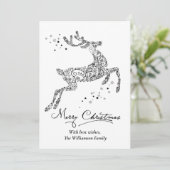 クリスマス シカ ミニマリスト ブラック ホワイト (スタンド正面)