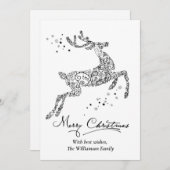 クリスマス シカ ミニマル ブラック ホワイト (正面/裏面)