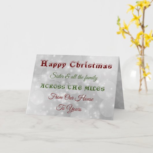 クリスマス·シスターと家族全員がマイルを渡る カード (黄色い花)