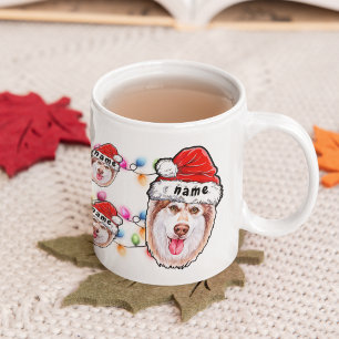 クリスマス シベリアンハスキー ヘッド サンタ ハット 犬 愛好家 コーヒーマグカップ