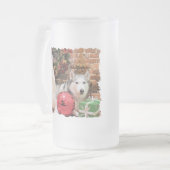 クリスマス-シベリアンハスキー-ベイリーおよびKatya フロストグラスビールジョッキ (正面左)