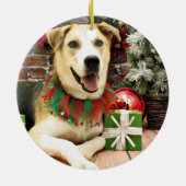 クリスマス-シベリアンハスキーX -ハーレー セラミックオーナメント (裏面)