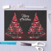 クリスマス シャイニーレッド リボン ツリー スパークル ブラック 薄葉紙 (クラフト)
