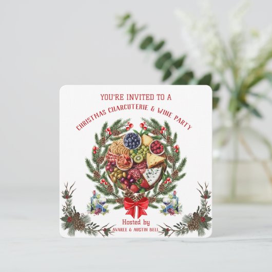 クリスマス・シャルキュテリー＆ワインパーティーの招待状 シーズンカード (スタンド正面)