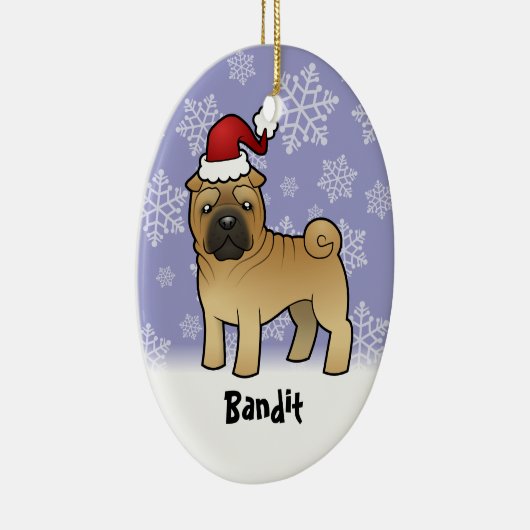 クリスマス·シャール·ペイ(ペットの名前を付けてください) セラミックオーナメント (右)