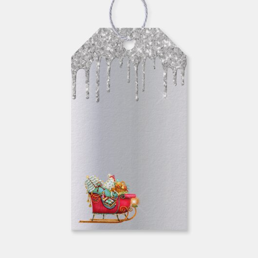 クリスマス・シルバー・レッドそりの苗字 ギフトタグ (裏面)