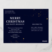 クリスマス シンプル エレガント フォト フレーム モダン 箔シーズンポストカード (裏面)