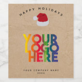 クリスマス シンプル ビジネス ロゴ サンタ ハット クラフト ワインラベル (シングルラベル)