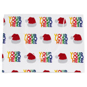 クリスマス シンプル ビジネス ロゴ サンタ ハット ラージペーパーバッグ (正面)