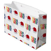 クリスマス シンプル ビジネス ロゴ サンタ ハット ラージペーパーバッグ (裏面アングル)