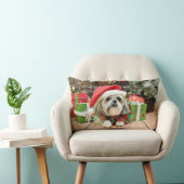 クリスマス-シーズー（犬） Tzu -ギズモ ランバークッション (椅子)