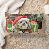 クリスマス-シーズー（犬） Tzu -ギズモ ランバークッション (ブランケット)