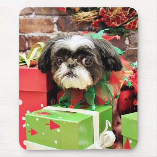クリスマス-シーズー（犬） Tzu -ヨーガ行者 マウスパッド (正面)