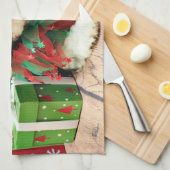 クリスマス-シーズー（犬） Tzu -ライリー キッチンタオル (四つ折り)